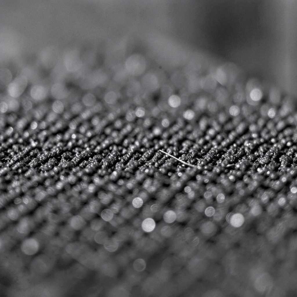 extreme close-up of matte black fabric weave texture, understated and modern mood